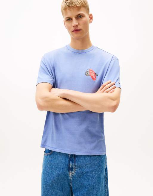 Tommy Jeans - T-shirt décontracté en tissu texturé avec inscription au dos - Bleu