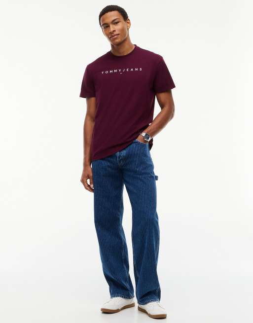 Tommy Jeans t-shirt en jersey à logo linéaire en calypso berry, 2 de 5