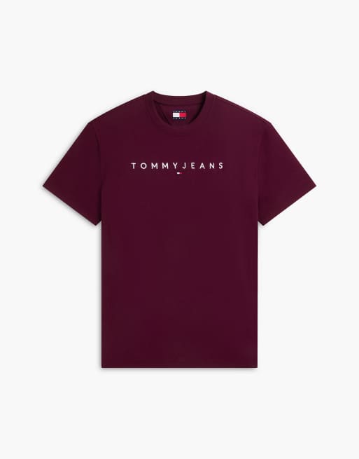 Tommy Jeans t-shirt en jersey à logo linéaire en calypso berry, 5 de 5