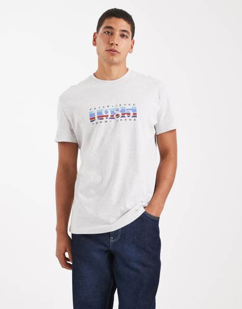 Tommy Jeans - T-shirt grigia con riquadro del logo e grafica 1985 - view 1