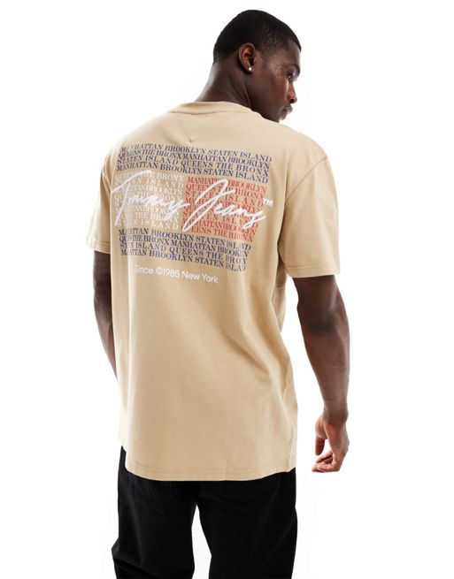 tommy Circular Jeans – T-Shirt in Beige mit Vintage-Grafikprint auf dem Rücken