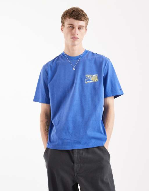 Tommy Jeans – T-Shirt in Blau mit Bubble-Flaggenlogo im Stil der 90er, 3 von 5