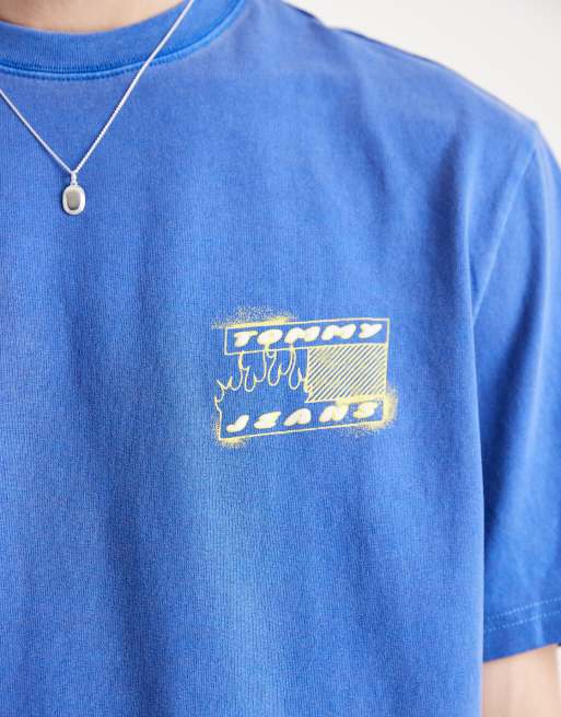 Tommy Jeans – T-Shirt in Blau mit Bubble-Flaggenlogo im Stil der 90er, 5 von 5