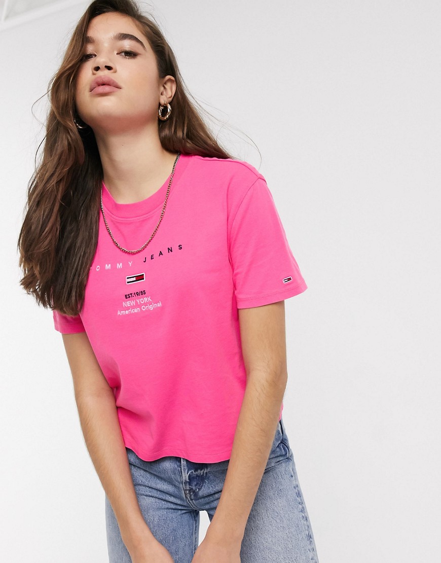 Tommy Jeans - T-shirt in cotone organico con logo piccolo-Rosa