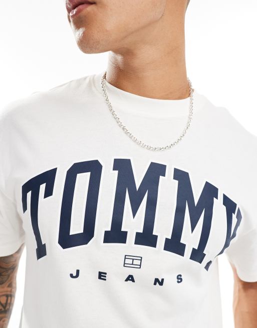 Tommy Jeans – T-Shirt in gebrochenem Weiß mit College-Logo, 2 von 4