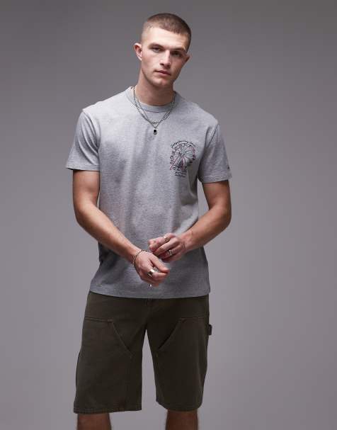 Tommy Jeans – T-Shirt in Grau mit Jahrmarkt-Print auf dem Rücken - view 1