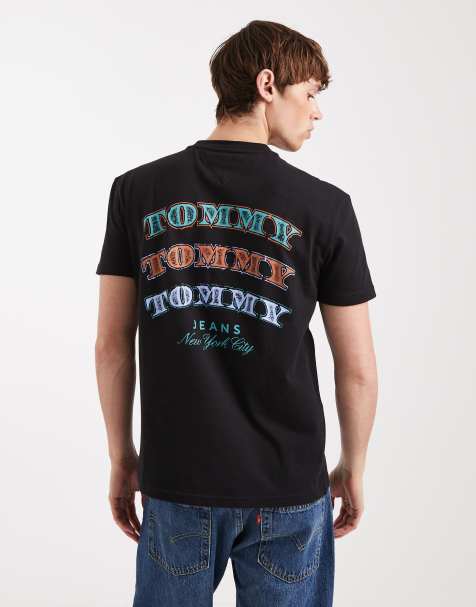 Tommy Jeans – T-Shirt in Schwarz mit Dollar-Stapel-Logo - view 1