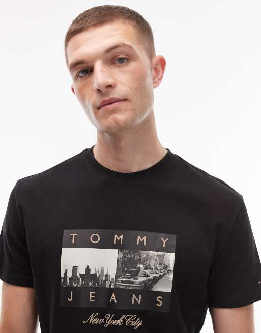 Tommy Jeans – T-Shirt in Schwarz mit Foto-Flag, 5 von 5