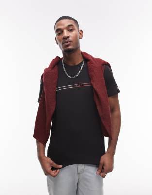 Tommy Jeans – T-Shirt in Schwarz mit linearer Grafik - view 1