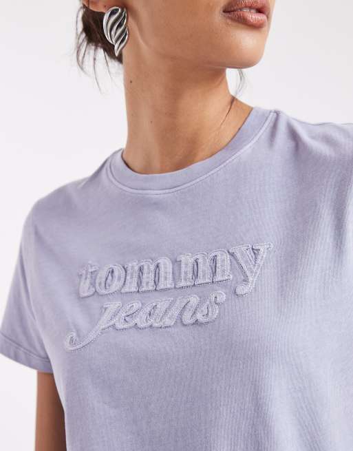 Tommy Jeans – T-Shirt in verwaschenem Blau mit verblasstem Logo, 2 von 4