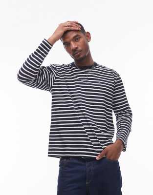 Tommy Jeans - T-shirt marinière à manches longues - Bleu marine