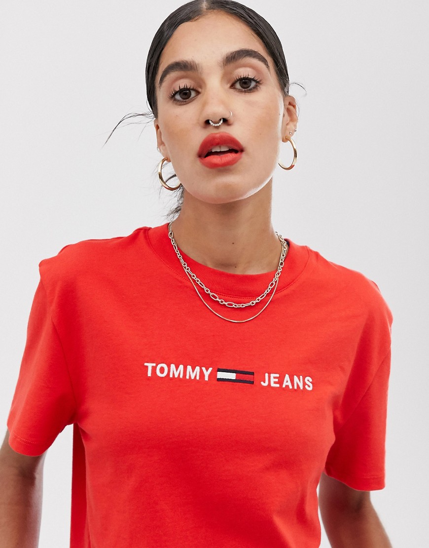 Tommy Jeans – T-shirt med logga-Röd