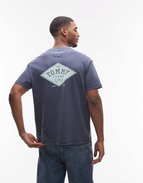 Tommy Jeans - T-shirt met diamant-print op de achterkant in marineblauw - view 1