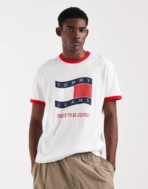 Tommy Jeans - T-shirt met gekleurde randjes in wit - view 1