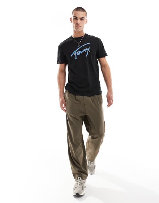 Tommy Jeans - T-shirt met groot logo in zwart