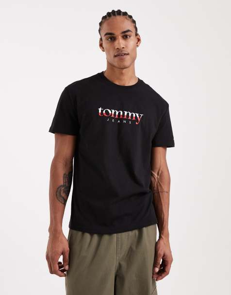 Tommy Jeans - T-shirt met groot logo met kleurverloop in zwart - view 1