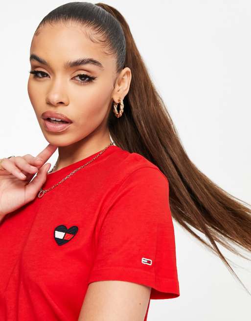 Tommy Jeans - T-shirt met hartvormig vlaglogo in rood, 3 van 4
