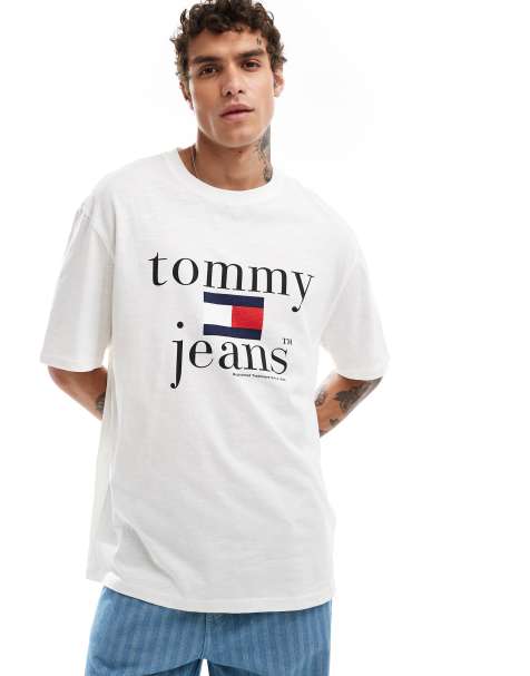 Tommy Jeans - T-shirt met jaren 90 logo in wit - view 1