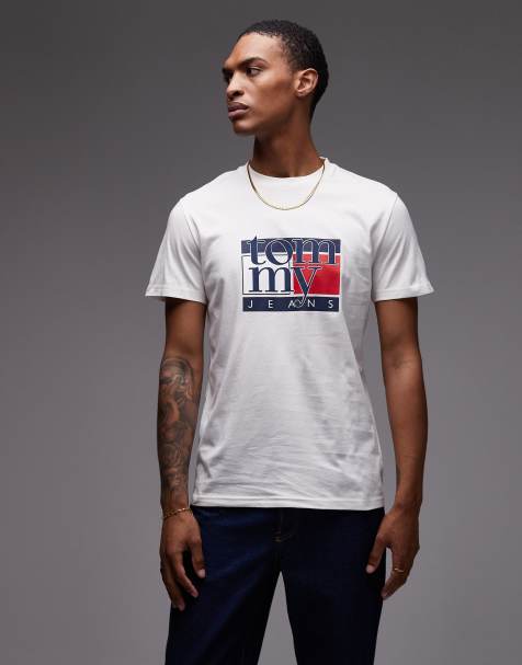Tommy Jeans - T-shirt met jaren 90 vlag in wit - view 1