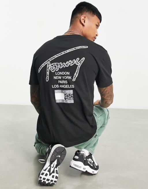 Tommy Jeans - T-shirt met klassieke pasvorm en logoprint op de achterkant in zwart
