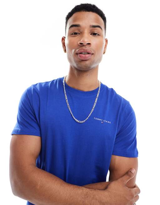 Tommy Jeans - T-shirt met klein logo op de borst in blauw