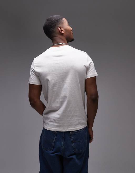 Tommy Jeans - T-shirt met klein logo op de borst in gemêleerd lichtbeige, 4 van 4
