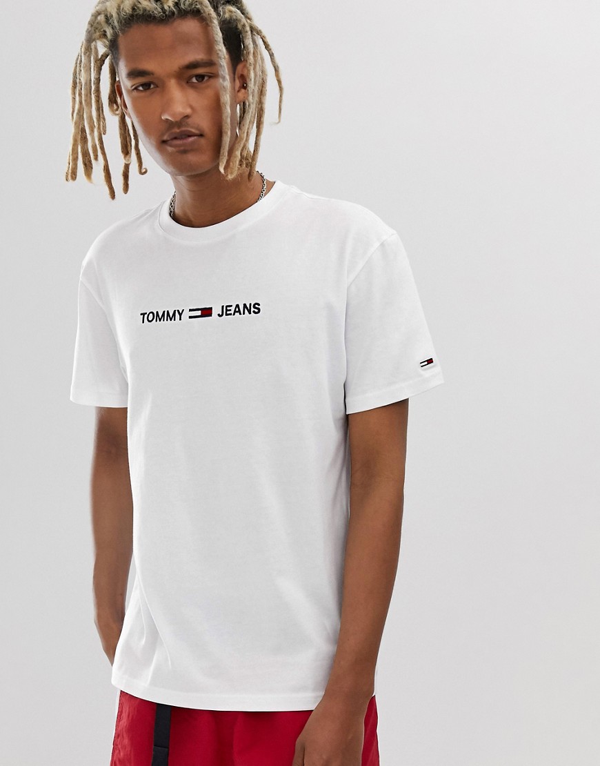 Tommy Jeans - T-shirt met kleine tekst logo in wit