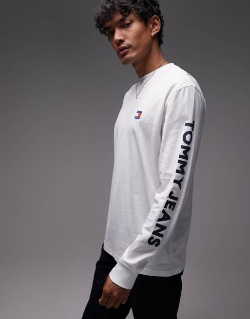 Tommy Jeans - T-shirt met lange mouwen en logo in wit, 2 van 5