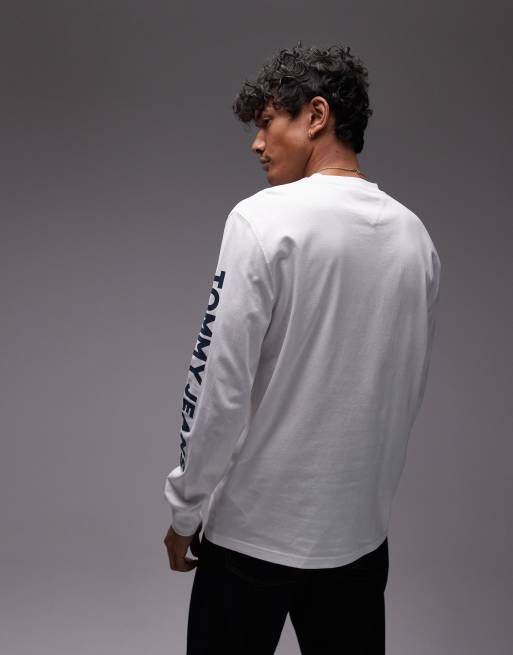 Tommy Jeans - T-shirt met lange mouwen en logo in wit, 5 van 5