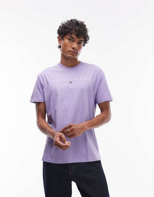 Tommy Jeans - T-shirt met lineair logo in paars, 2 van 5