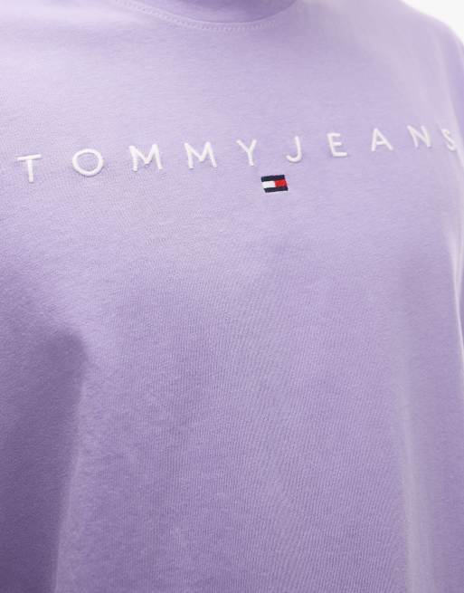 Tommy Jeans - T-shirt met lineair logo in paars, 4 van 5