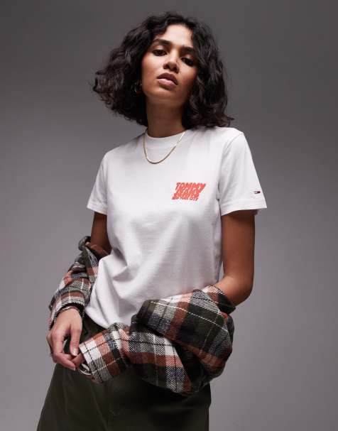 Tommy Jeans - T-shirt met logo in wit - view 1