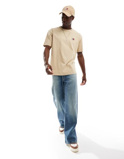 Tommy Jeans - T-shirt met logobadge in beige