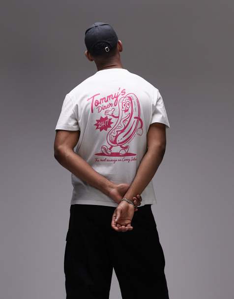 Tommy Jeans - T-shirt met print in wit - view 1
