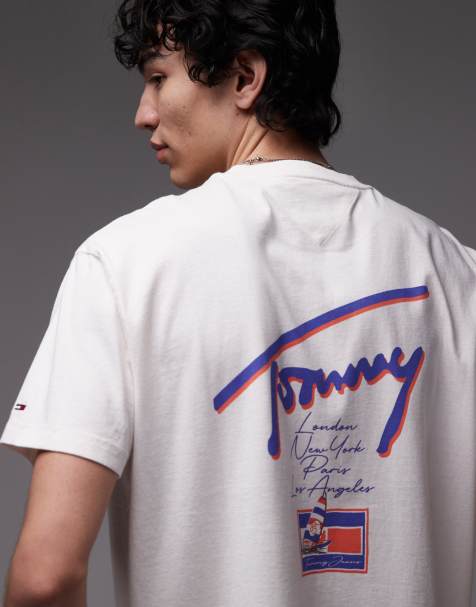 Tommy Jeans - T-shirt met signatuur-print op de achterkant in wit en paars - view 1