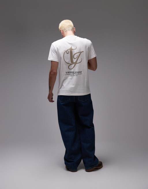 Tommy Jeans - T-shirt met wervelend logo op de achterkant in gebroken wit, 4 van 4