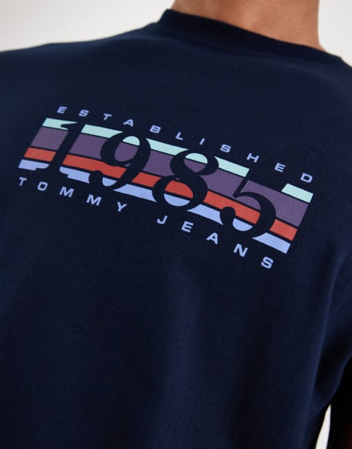Tommy Jeans - T-shirt navy con riquadro del logo e grafica 1985, 5 di 5
