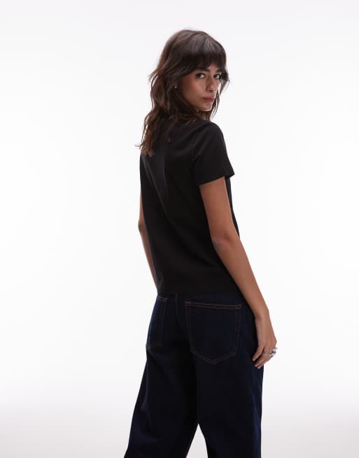 Tommy Jeans - T-shirt nera con bandiera in strass, 2 di 4