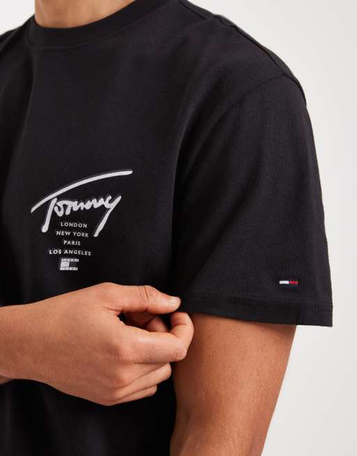 Tommy Jeans - T-shirt nera con firma stampata sul retro, 4 di 5