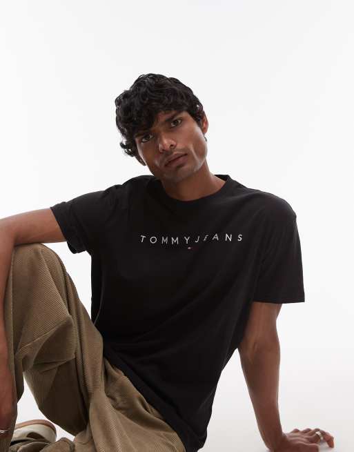 Tommy Jeans - T-shirt nera con logo lineare, 4 di 4
