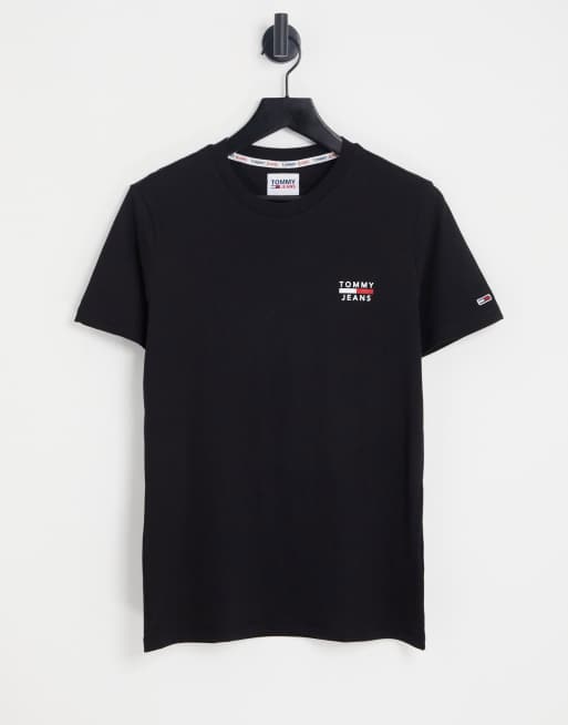 Tommy Jeans - T-shirt nera con logo sul petto