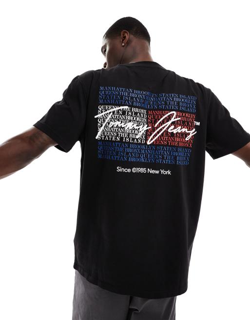 Tommy Jeans - T-shirt nera con stampa vintage sul retro