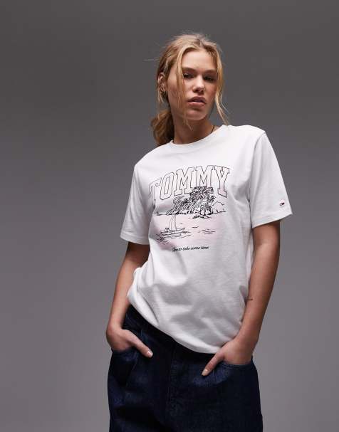 Tommy Jeans - T-shirt oversize à motif Holiday - Blanc et rose - view 1