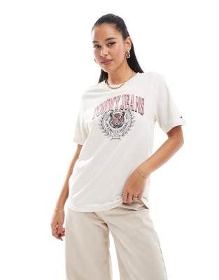 Tommy Jeans - T-shirt oversize avec imprimé tigre style universitaire - Grège - view 1
