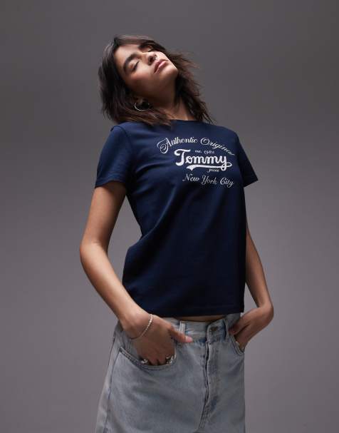 Tommy Jeans - T-shirt regular fit blu navy con logo - view 1