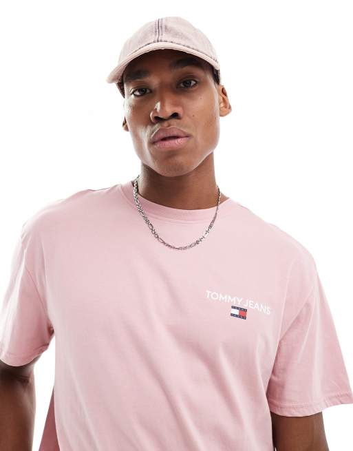 Tommy Jeans - T-shirt rosa con stampa lineare classica sul retro, 4 di 4