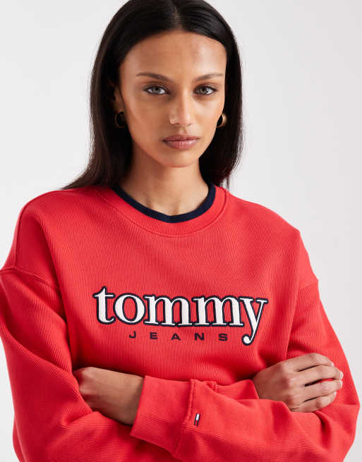 Tommy Jeans - T-shirt rossa con logo applicato rétro, 2 di 4