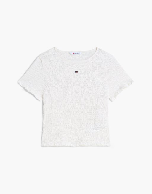 Tommy Jeans t-shirt slim à broderie drapeau blanc, 5 de 6
