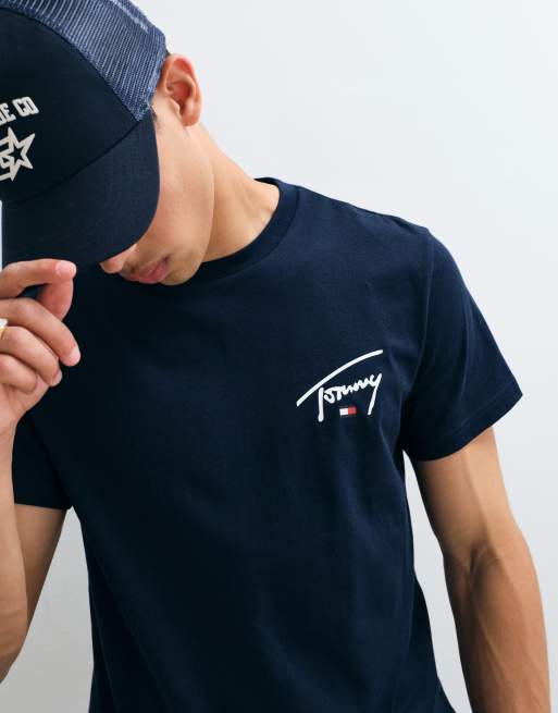 Tommy Jeans - T-shirt slim blu navy con logo, 3 di 5