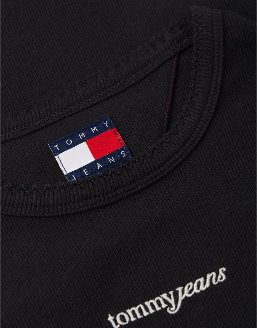 Tommy Jeans - T-shirt slim côtelé à logo - Noir, 6 de 6